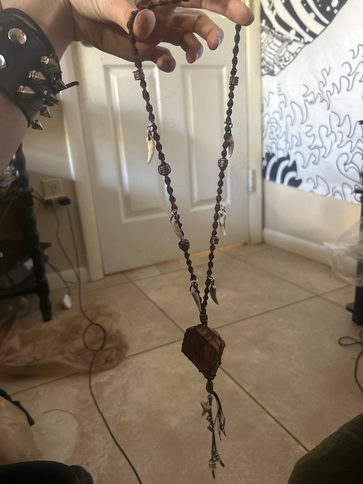 wrapped jasper macrame necklace
