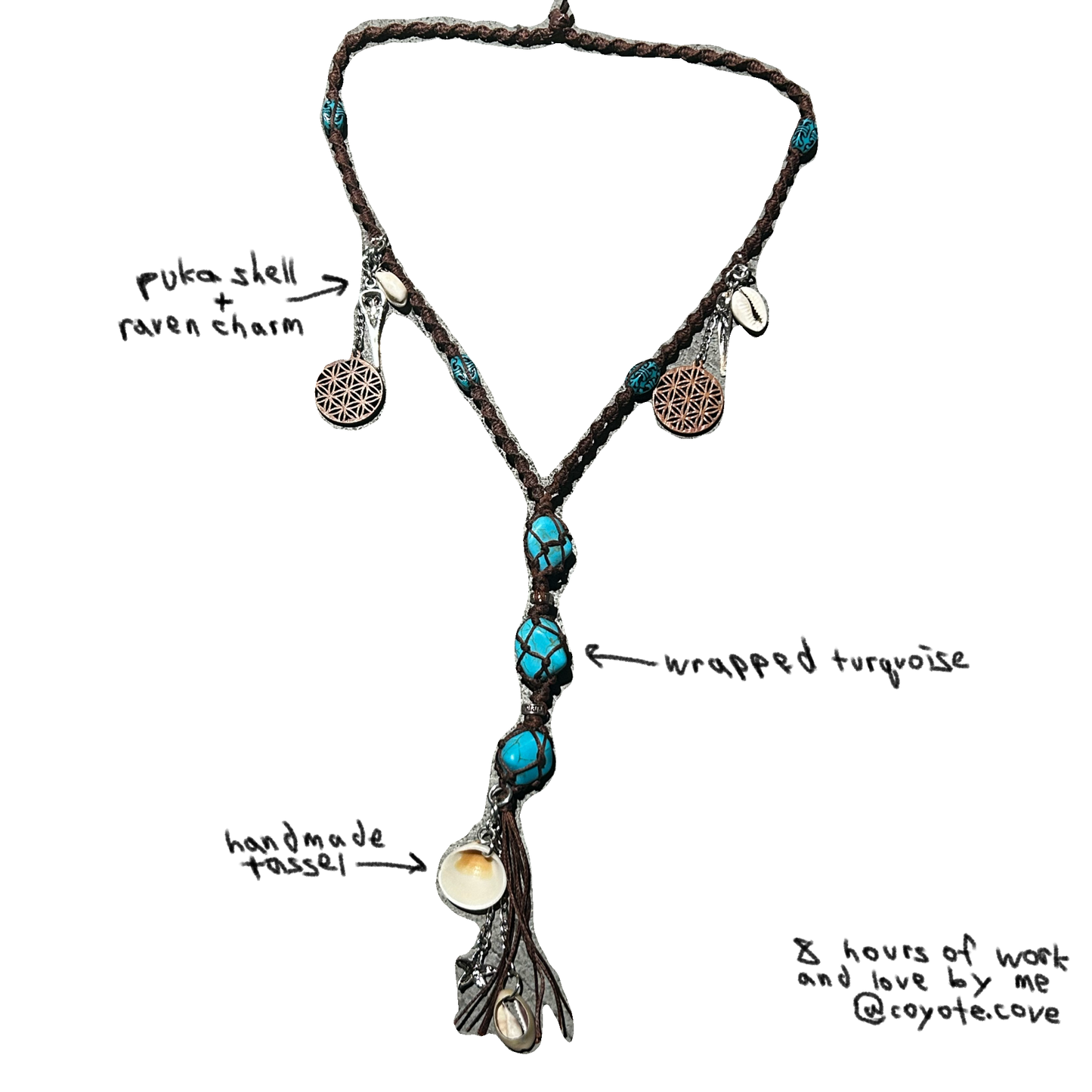 wrapped turquoise macrame necklace