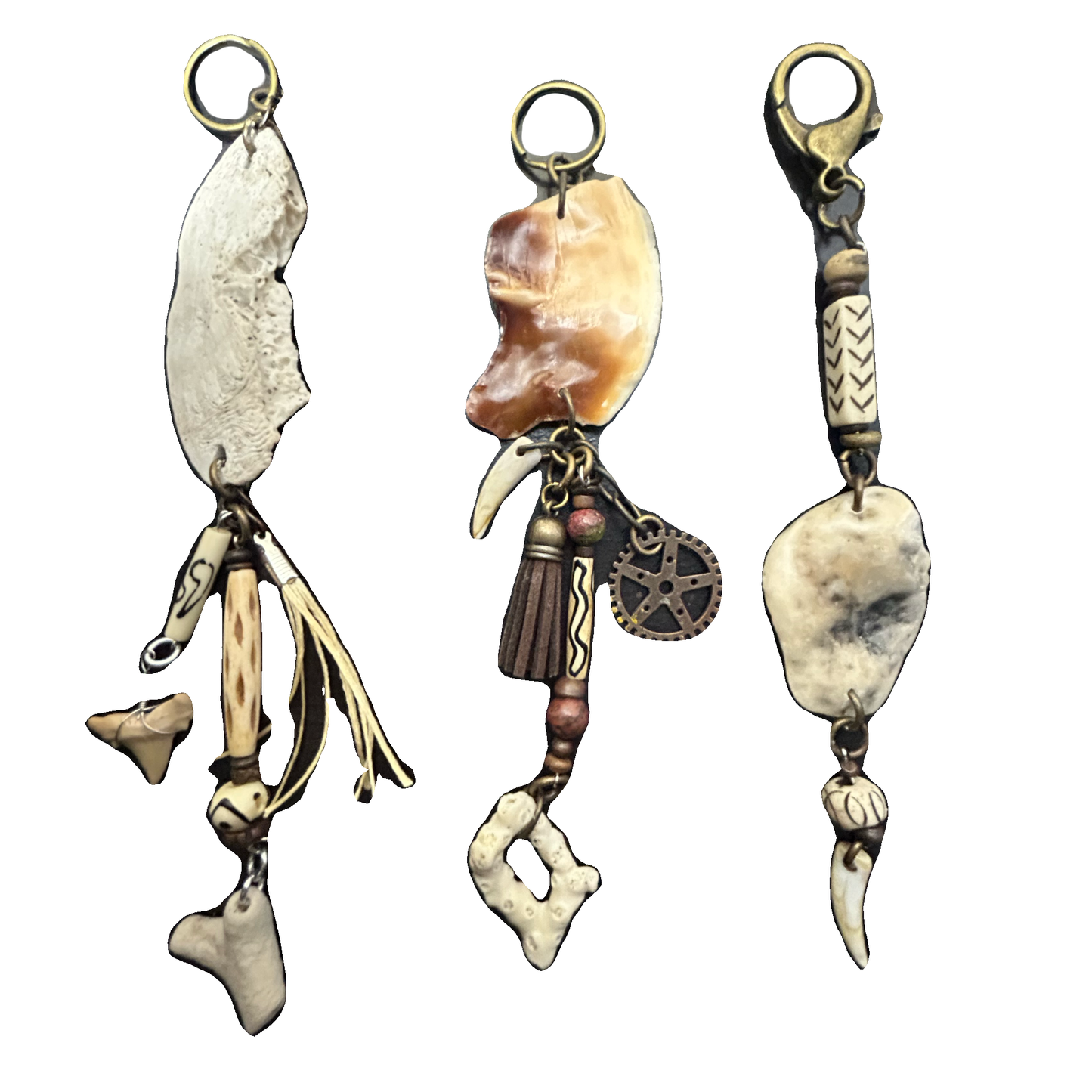 foraged shell keychains